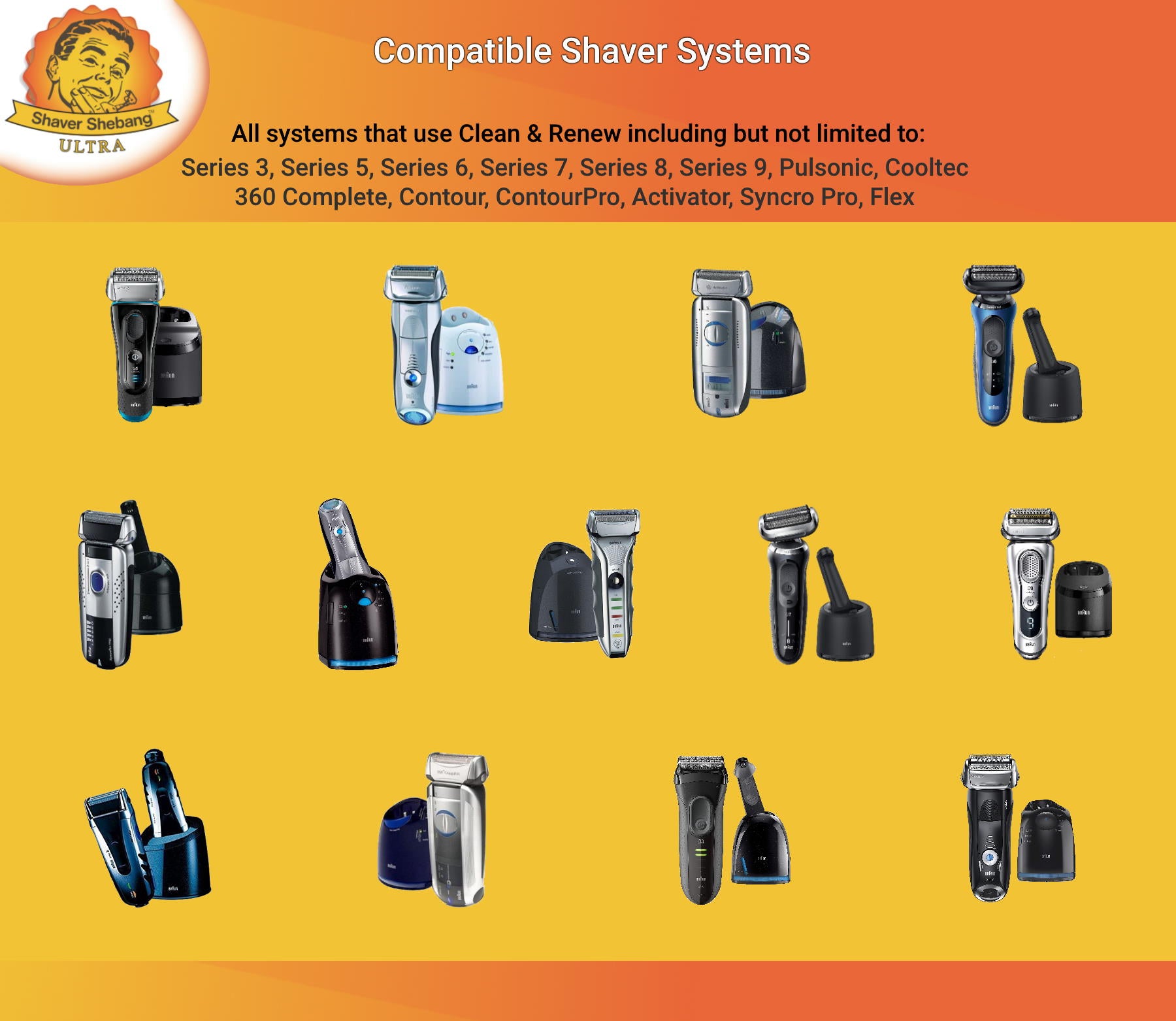 Replacement for all Clean & Charge and SmartCare systems including but not limited to: Series 3, Series 5, Series 6, Series 7, Series 8, Series 9, Pulsonic&reg;, 360 Complete, Contour, ContourPro, Activator, Syncro&reg;, Syncro&reg; Pro, Flex